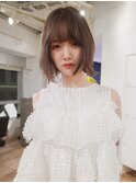 ボブ ミルクティーベージュ ブリーチ1回 グレージュ 透明感