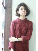 ショートボブ×レザーカット
