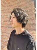 20代30代メンズスパイラルパーマワイルドオシャレ感アッシュ