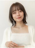 韓国レイヤーくびれミディアムナチュラルカラー似合わせ前髪