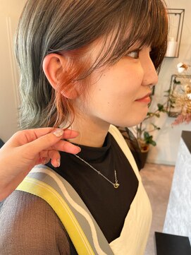 メデル(mederu) イヤリングカラーインナーカラーアプリコットオレンジ大人可愛い