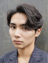 センターパートカルマヘアニュアンスパーマアップバング韓国原宿