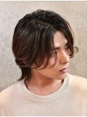 センターパートウルフカットショートニュアンスパーマ韓国風ヘア