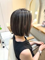 クレア本厚木(CREA) コントラストハイライト 地毛ハイライト 切りっぱなしボブ