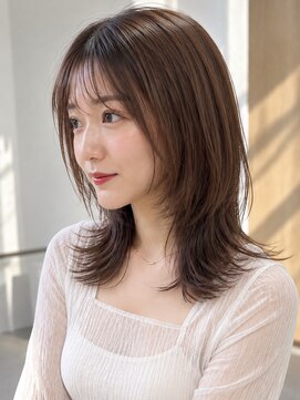ノラ ギンザ(NORA GINZA) ひし形ミディアム×くびれウルフ×シースルーバング30代40代50代
