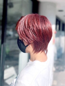 ラッキーヘア 加古川(Lucky Hair) ウルフカット×レッドカラー【浦田】