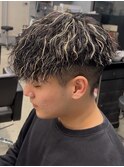 メッシュハイライトスパイラルパーマツイストパーマツーブロック