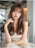 【静岡エリア】シースルーバングやわらかベージュロングレイヤー