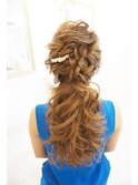 ウェーブハーフダウンスタイル　ヘアセット