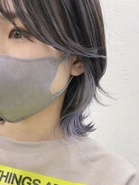 インナーカラー/ミディアム/ボブウルフ/カール/ショコラベージュ