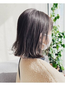 アン たまプラーザ(un) ◆似合わせカット【大人ガーリー外はねボブ】ダークアッシュ