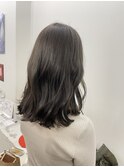 ロブヘア×インナーカラー×オリーブグレージュ