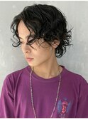 スパイラルパーマ_波巻き束感ショートツーブロック_ba409711