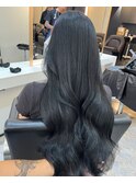 グレージュマチルダボブインナーグレージュ 前髪ブルー