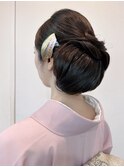和装ヘア 訪問着 着物 振り袖 シニヨン アップスタイル 綺麗め