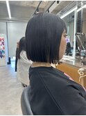 縮毛矯正ストレートくびれヘアヘアアレンジアプリコットオレンジ