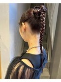 編み込み巻き下ろし◎ロングヘア華やかパーティーヘア