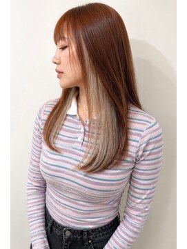 ヘアサロンラルガ 下曽根店(Hair salon Raruga) インナーミルクティーベージュ×艶ストレート