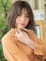 カバーヘア ブリス 大宮西口(COVER HAIR bliss)&nbsp;前下がりシースルーバングくせ毛風小顔ボブh3大宮20代30代40代