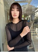 レイヤーカット ウェットヘア オリーブベージュ 大人ヘア 原宿