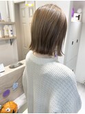 髪質改善くすみベージュぱっつんヘア/Narito