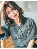 大人かわいい毛流れ艶ミディ×シースルーバンク［銀座駅］