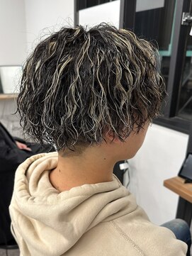 エルマーク 京都河原町(L-MARK) メッシュハイライトスパイラルパーマツイストパーマツーブロック