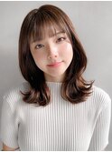 外ハネボブ愛されモテ髪斜めバング似合わせカットセミディ
