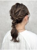 ハイライトカラーくびれヘアアプリコットオレンジ