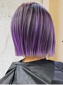 パープルバレイヤージュで魅せる大人グラデーションボブ