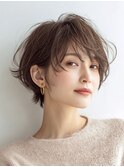大人ショートレイヤー白髪ぼかし脱白髪染め40代50代60代原宿