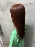 ブリーチなしのツヤツヤ夏っぽオレンジカラー