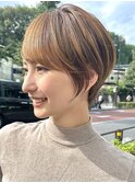 30代40代大人女性/前髪ありショートボブ/ショートヘア/髪質改善