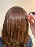 髪質改善カラーで艶髪♪コーラルピンク【草加/草加駅東口】