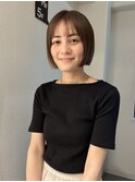 大平/切りっぱなしボブ前下がりナチュラルブラウンストレート