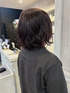 キャアリー(Caary) 福山美容室caary ピンクレッドボブパーマイルミナカラー50代