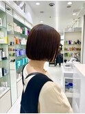 セミミディボブシアーカラー姫カットショートヘア