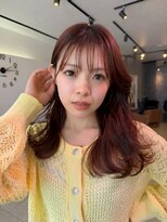 クティエ(Cuthie)&nbsp;#暖色カラー#レッドカラー#顔周りレイヤー#ロングヘア#20代#30代