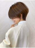 ショート×ハイライト白髪ぼかし×シルキーベージュ[心斎橋]