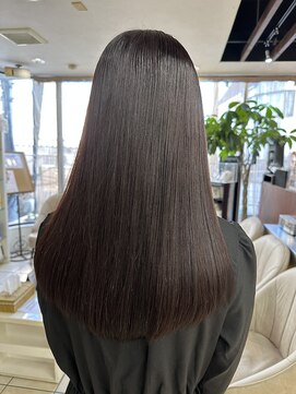 クオリス 上板橋店(QUALIS) レディース髪質改善絹髪サラツヤロングレッドブラウンカラー