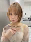 くびレイヤーボブルフネビージュ小顔ワンレンこなれミディ