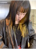 【顔まわりカット×インナーイエロー】ヘアスナップ・山下