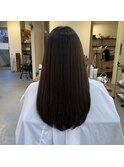艶髪ストレート×セミロング×アッシュグレー×髪質改善【広島】