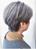 40代50代60代Wカラー脱白髪染めハイライト大人ショート立体感