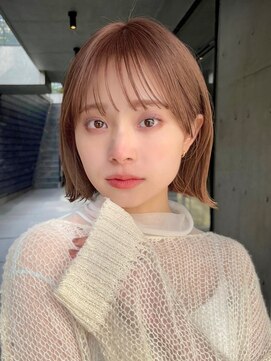 ガーデンヨコハマ(GARDEN YOKOHAMA) 切りっぱなしボブタッセルボブ外ハネピンクベージュ束感前髪