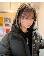 ルーム(Loom.)&nbsp;デザインカラーコントラストハイライト切りっぱなしボブ