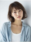 ミルクブラウン/ダークパープル/ナチュラルショート/夏/センター