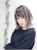 ホワイトグレイバレイヤージュ・レイヤーボブ【坂直樹】
