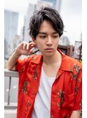 メンズビジネスツーブロックセンターパート束感ショートマッシュ