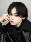 ミディアムセンターパートウルフ　ニュアンスパーマ
